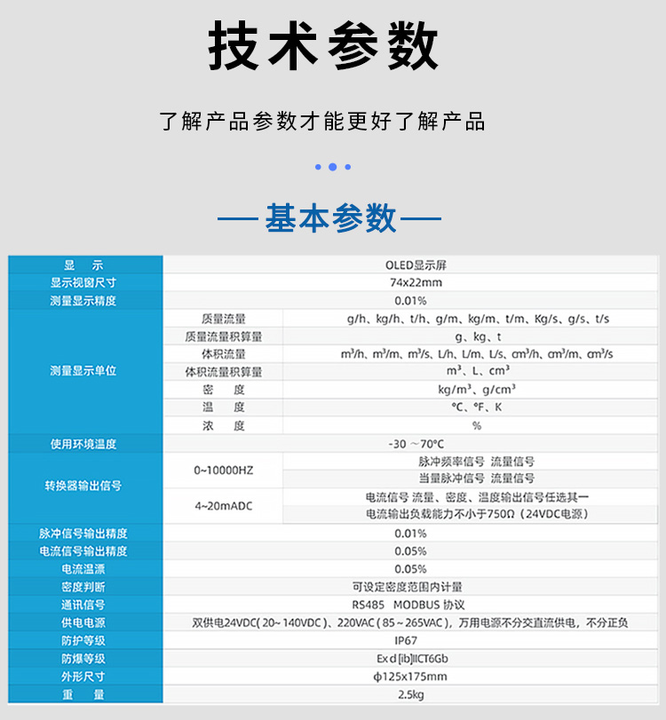 灌裝質(zhì)量流量計(jì)技術(shù)參數(shù)